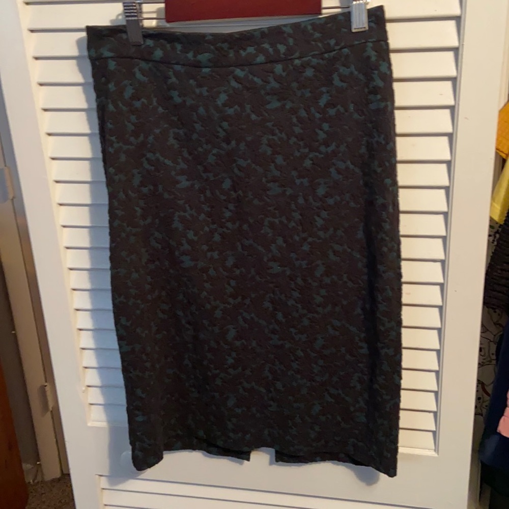 Green skirt with black velvet flowers
